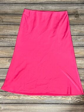Bright Pink Satin A-Line Skirt
